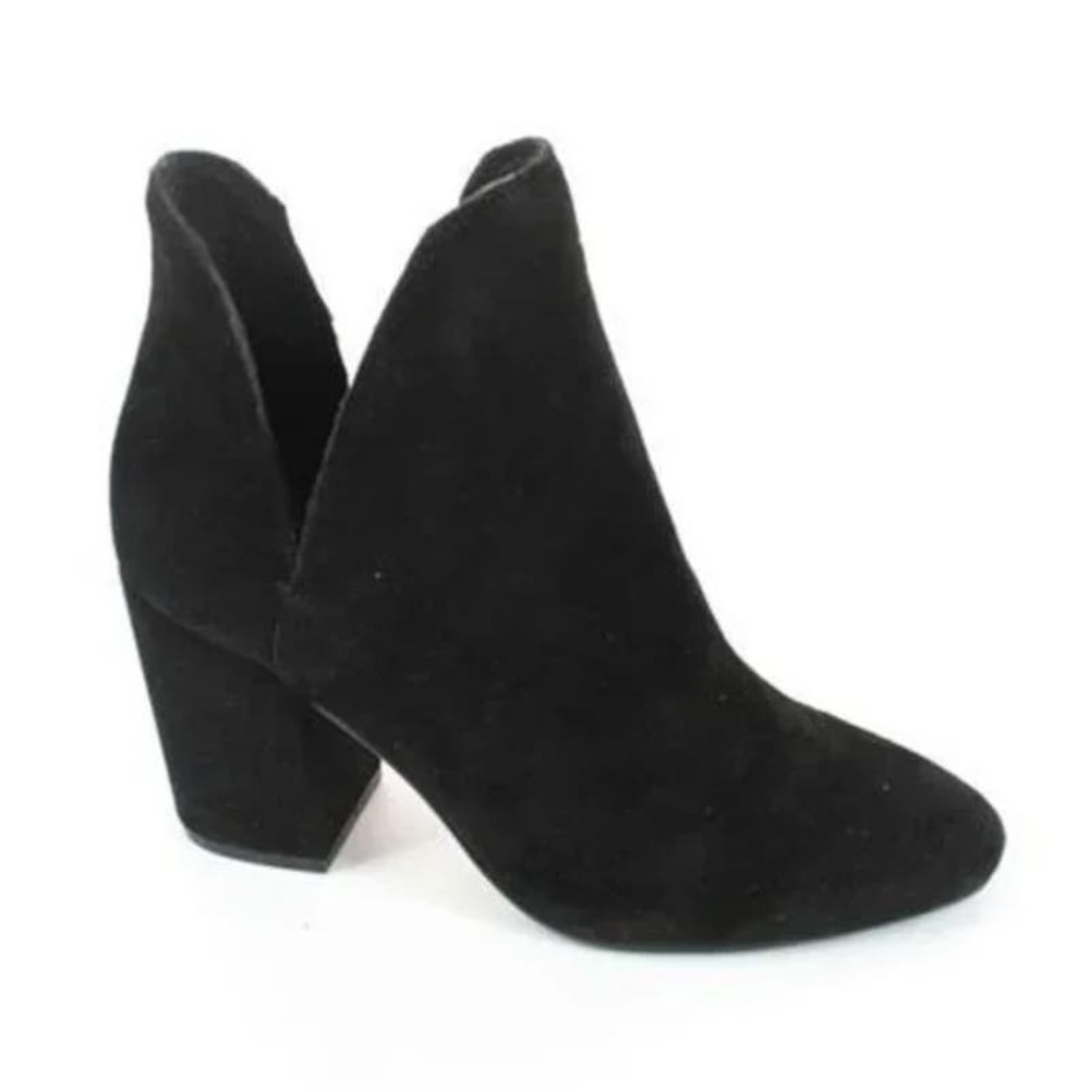 Steve Madden Rookie Chunky Block Heel Ankle Bootie Black Suede 7.5